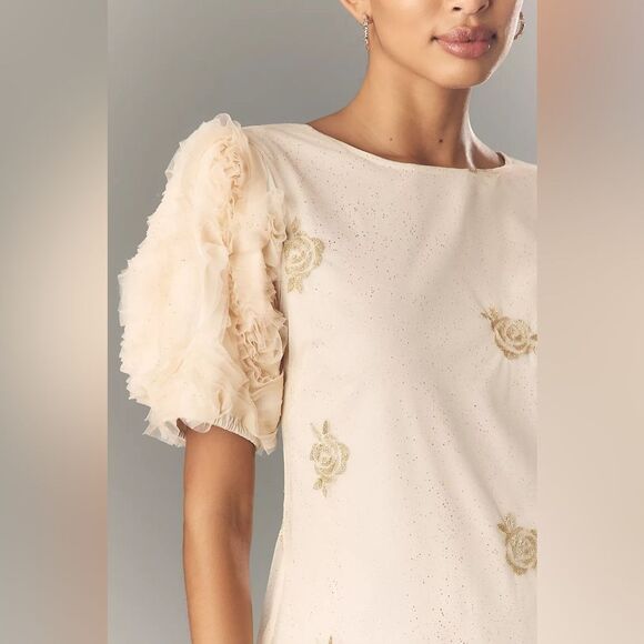 Anthropologie Let Me Be Floral Embroidered Midi Dress medium - Picture 2 of 6